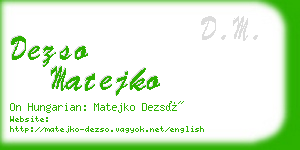 dezso matejko business card